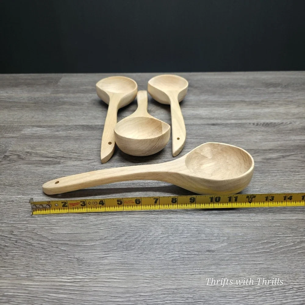 4 Peice Wooden Soup Ladles - Excellent For All Types Of Cooking And Serving Food